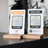 Bewertungsaufsteller mit QR Code und NFC - aus Holz