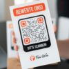 Google Bewertung Aufsteller mit Plexiglasscheibe und QR Code sowie eigenes Logo