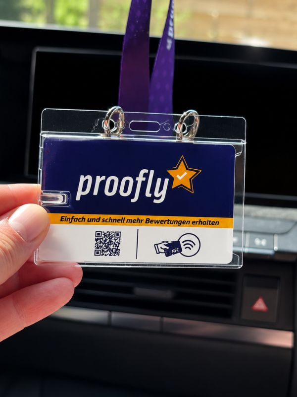 Bewertungen vor erhalten mit der mobilen Bewertungskarte von proofly