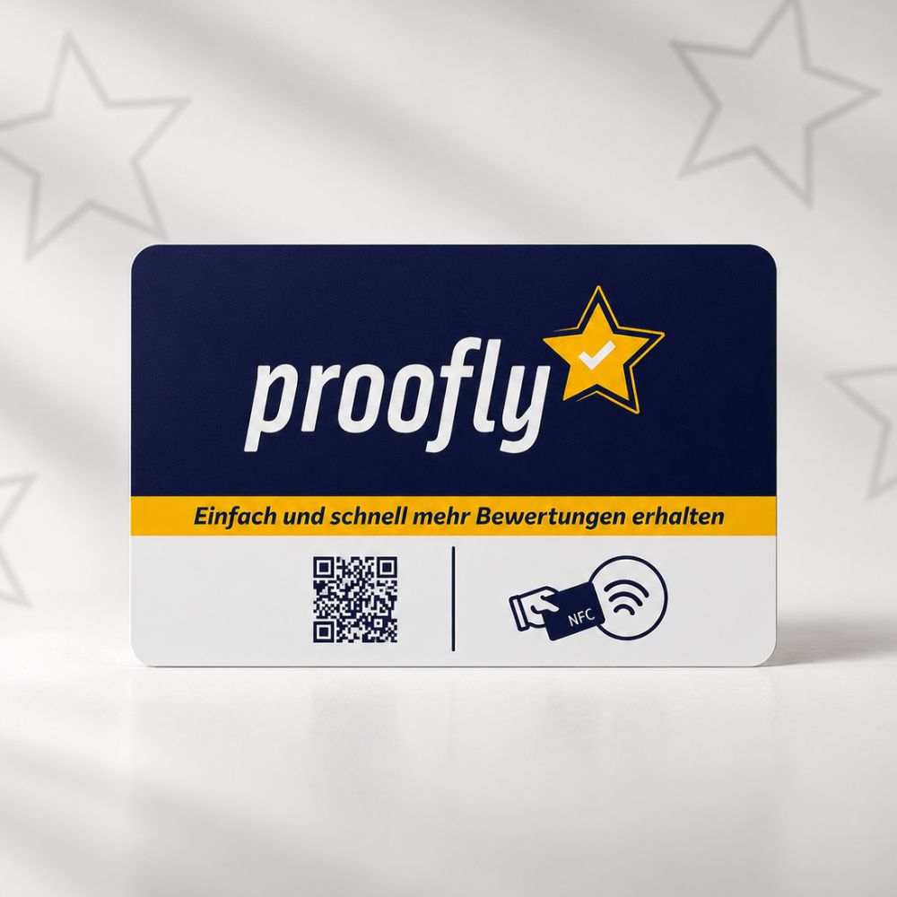 NFC-Bewertungskarte mit QR-Code - Proofly Card ohne Hülle
